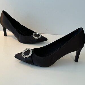 Anne Klein Iflex Rhinestone Embellished Satin High Heel Dress Pumps Women's 8.5